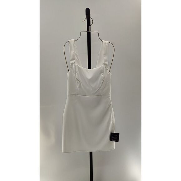 Lulus Women Blissfully Beaming Sleeveless Bow Mini Dress White Basic XS - Picture 2 of 3